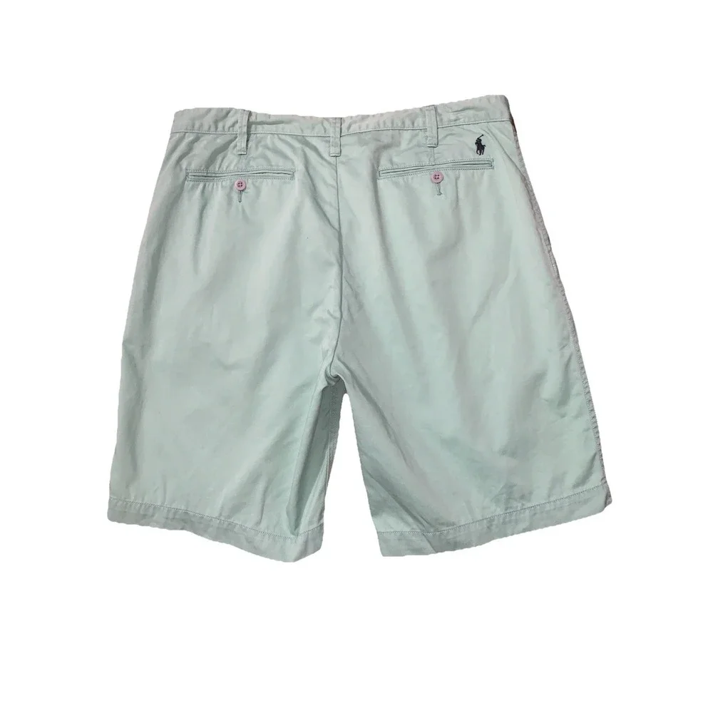 Polo Ralph‎ Lauren Shorts 36 Relaxed Fit Mint Green Cotton Twill Pony Logo